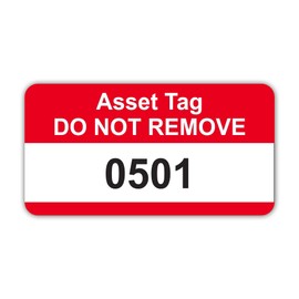 Red Asset Tag Labels - Numbered 501 to 1000-38mm x 20mm Permanent Synthetic PP Labels - Price per Pack of 500 Labels (P/NO. 7828664B)