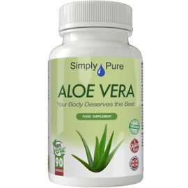 Simply Pure Vegan Aloe Vera Supplement, 25mg of 200:1 Extract, Equivalent to 5g Pure Aloe Vera, Capsules x 90, Gluten Free, GM Free