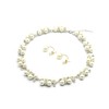 Miaomyao Necklace and Earring Package Set, Pearl and Flower Motif,