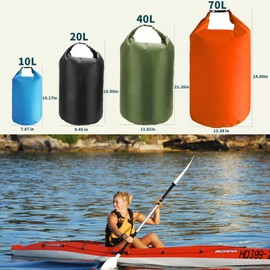 10L/20L/40L/70LWaterproof Dry Bag, Lightweight Canoe Bags Storage Bags,Dry Sacks Waterproof Bags for Kayaking Rafting Boating Hiking Camping Travel Fishing Sea Swimming Boating(70L, Army Green)