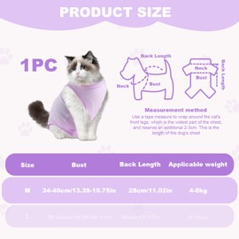 Recovery Suit Cat Pets Protection Clothing Cat Body After Surgery Anti-Leaking Recovery Suit Vest Operation Recovery Suits for Cats for Abdominal Wounds or Skin Diseases Purple L