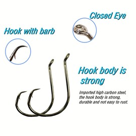 Circle Fishing Hooks Saltwater 40-100PCS of 1/0-12/0 Big Size for Offset Octopus Catfish Hooks High Carbon Steel (40PCS 12/0)
