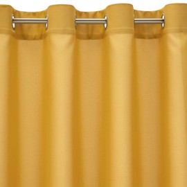 Eurofirany Rita Curtain Smooth Plain 8 Eyelets Modern Bedroom Living Room Lounge Children's Room 1 Piece Single Mustard Yellow 140 x 175 cm