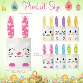 Blosssound 6 Pcs Easter Tote Bag Teacher Appreciation Gift 10 x 8'' Reusable Canvas Grocery Bag for Teacher Present for Travel Easter Teacher's Day