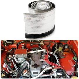 Aluminized Heat Shield Fuel Line Sleeve - 2.2" I.D. x 3.3FT with 10 Stainless Steel Cable Ties - Silver