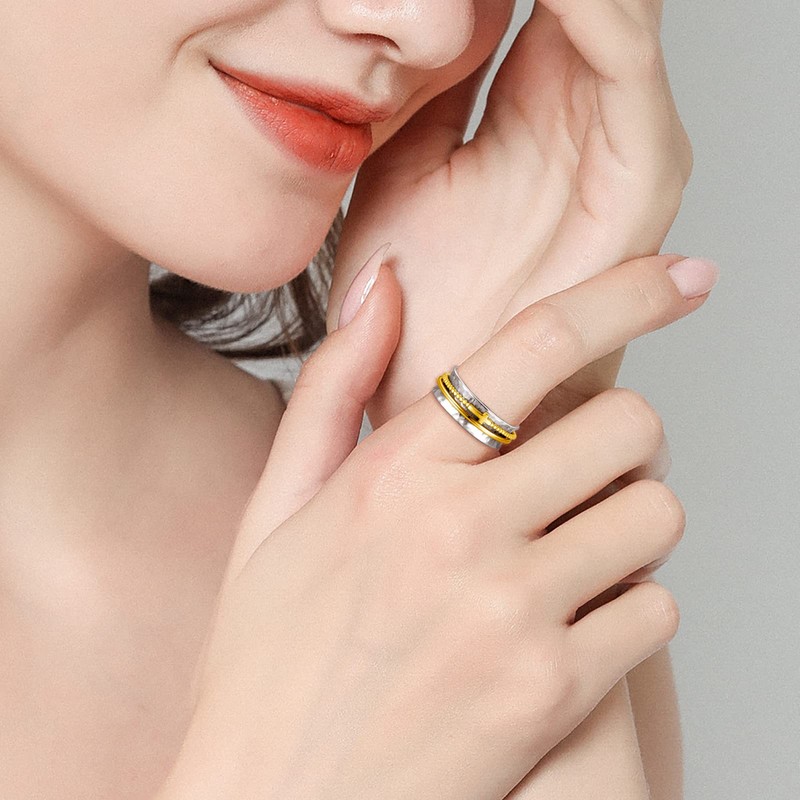 Cross Anxiety Ring for Women - 925 Sterling Silver Spinner