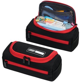 ECHSRT Jumbo Pencil Case Organizer for Men Women, Extra Large Capacity Pencil Pouch, Sturdy Portable Storage Bag for Office Travel Supplies - Black