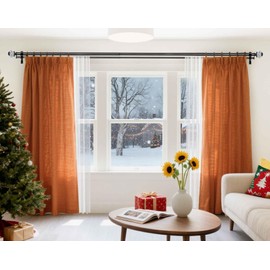 1 Inch Black Double Curtain Rods for Windows 66 to 120 Inches(5.5-10ft), USFOOK Adjustable Heavy Duty Drapery Rods, Telescoping Dual Curtain Rod with Translucent Finials, Wall Mounted