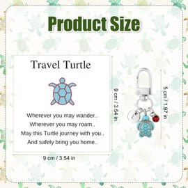 lasuroa Travel Turtle Pendant, Cute Turtle Keyring with Red Gemstone and Encouragement Card, Creative Name Initials, Sea Turtle Pendant for Family Friends, l