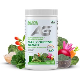 Active Green Pro Greens Powder - 14 Superfoods, Antioxidants, Fiber, Detox & Energy Boost, Unflavoured, Vegan, Gluten-Free, 40 Servings