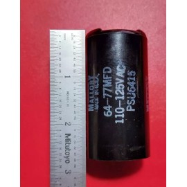 Mallory Motor Start Capacitor PSU6415 64-77MFD, 110-125VAC, 1 7/16" OD - NEW