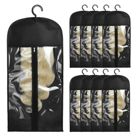 4Pcs Wig Bags with Hanger, Wig Bag with Hook Storage,Storage, Easy and Breathable Carry Home Hair Salon Travel Use-01