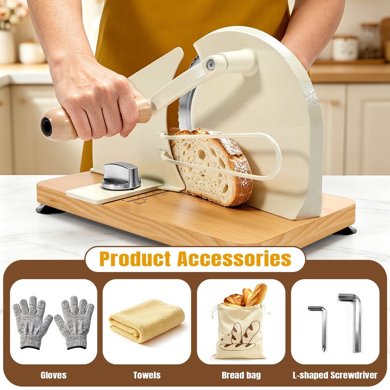 Manual Bread Slicer for Homemade Sourdough Bread, Hand Crank Bread