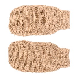 FRCOLOR Dead Skin Remover Bath Gloves Body Scrub Mitts for Pore Cleaning Soft Sturdy Ramie Jute