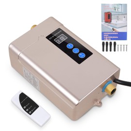 Electric Tankless Water Heater, Small Instant Hot Water Heater for Kitchen Sink, 3000W 110V, With LCD Digital Display (Golden Inverter)