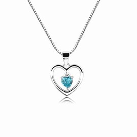 Cherished Moments Girl's Sterling Silver Dancing Heart March Simulated Birthstone Necklace