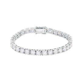 Gem's Beauty moissanite tennis bracelet 18k white gold plated 925 silver 3-6.5mm D Color VVS1 Round Cut moissanite bracelets for women Men Gift birthday anniversary (3MM, 6.5 inch), 8 inches, Silver,