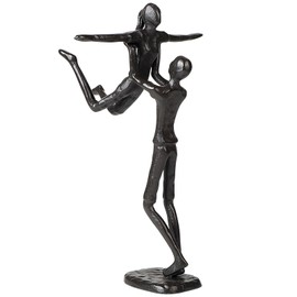 Supaway Cast Iron Couple Figurine Statue Man Woman Black Abstract Figures Couple Love Sculpture Vintage Metal Couple Statue Gift for Birthday Wedding Anniversary 14.5 x 4.5 x 22 cm