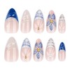 French Tip Press on Nails Medium Almond SWEKKE 3D Floral