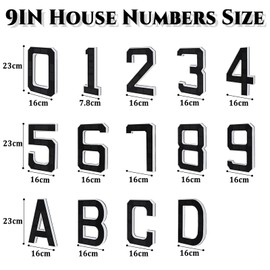 CARPESUN Solar House Number Illuminated for Outdoor Use Waterproof Illuminated House Number Sign Solar House Number Light Black Large - Height 23 cm (6-Black, 23 cm)