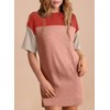 Acelitt Womens Casual Summer Dress 2024 Fashion Color Block Crewneck