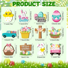 Wooden Easter Pendants, Pack of 24 Wooden Easter Eggs, Wooden Easter Bunny Pendant, Rabbit Pendant, Easter Wooden Pendant, Easter Decoration for Hanging, for Easter, Spring Party Decoration (A)