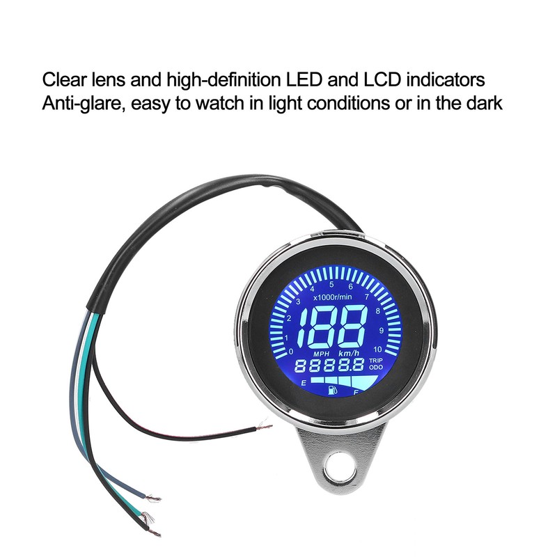 Speedometer 0‑160KM/H LCD Digital LED Speed Gauge for Motorcycle 12V