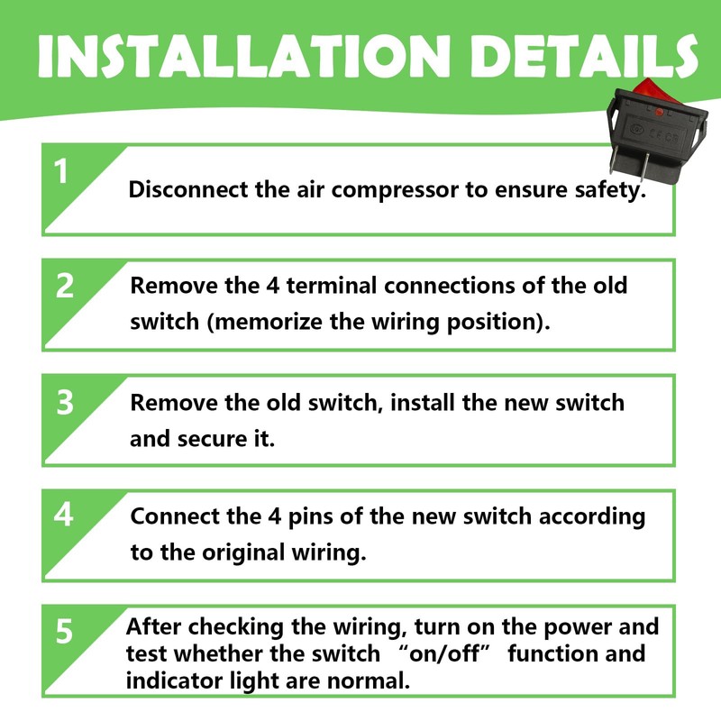 15A/30A 250V Air Compressor Switch 4-pin 2-Position with Light,Compatible with