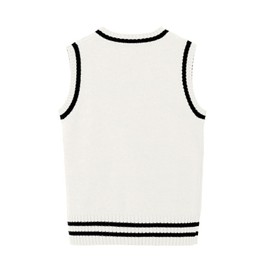 LOLANTA 110-170 Kids' Knit Sweater V-Neck School Vest, Unisex, Uniform, Recitals, white