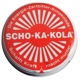 SCHO-KA-KOLA Chocolate Dark Classic with natural Caffeine from Cocoa, Cola-Nut-Powder and Coffee 2 tins x 100 g / Germany