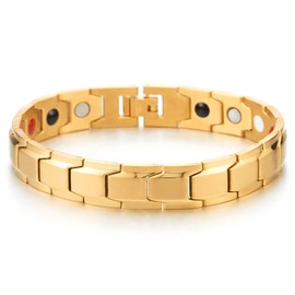 COOLSTEELANDBEYOND Unique Steel Mens Gold Color Power Element Bracelet, Free Link Removal Kit