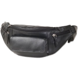 Rimbaldi Large Bum Bag with Plenty of Space Made of Soft, Natural Nappa Leather, Black, black