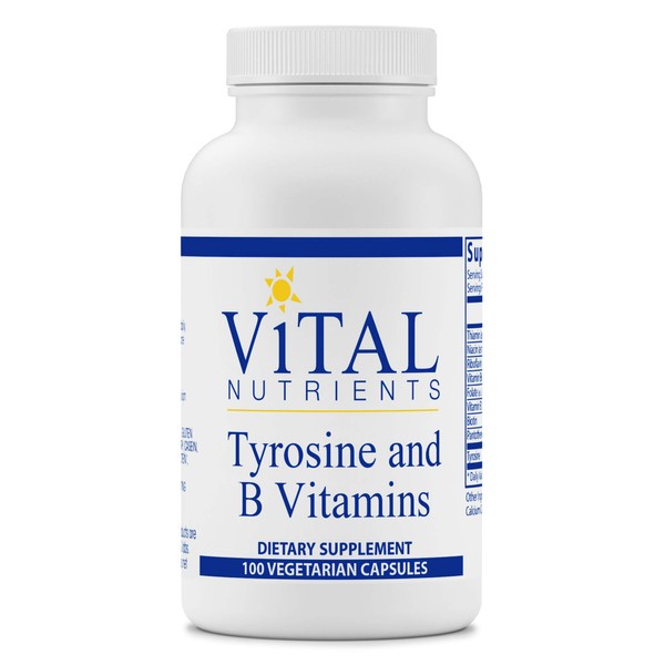 Vital Nutrients - Tyrosine and B-Vitamins - Complex Thyroid and Nerve Support Formula - Adrenal Support - 100 Vegetarian Capsules per Bottle
