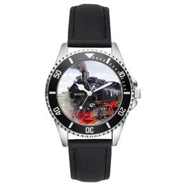 KIESENBERG L-2796 Men's Watch, Railway, Steam Train Train Train Driver, Item Idea, Fan, Analogue Quartz Leather Strap Watch, Strap.