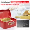 Plexon Red Bread Box for Kitchen Countertop with Lid and