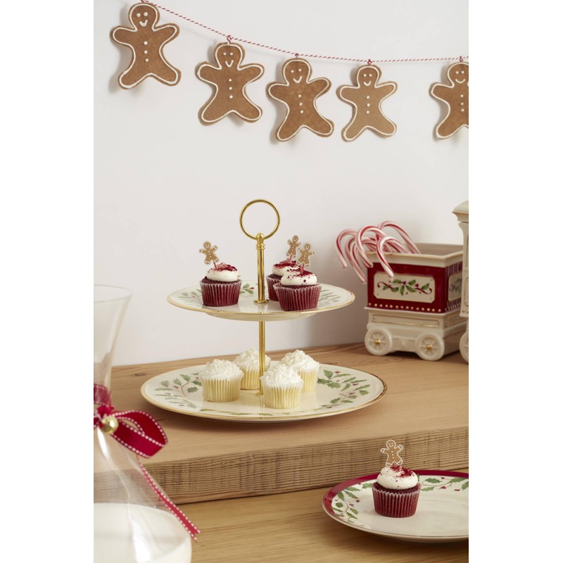 Lenox 893490 Holiday 2-Tiered Server, Christmas Dinnerware