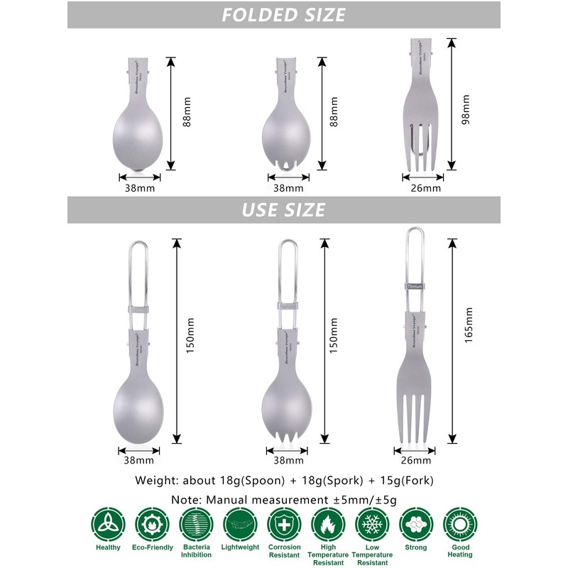 Boundless Voyage Folding Flaware Ultralight Titanium Cutlery Portable Spoon Fork
