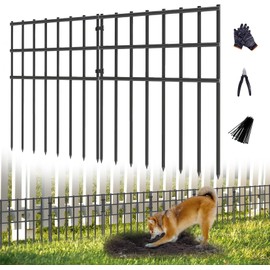 25 Pack Garden Animal Barrier Fence, 17in (H) X 27ft (L) No Dig Fence, Rustproof Metal Garden Fencing Bordere, Decorative Fencing Panel for Dog Rabbits Ground Stakes Defense and Outdoor Patio