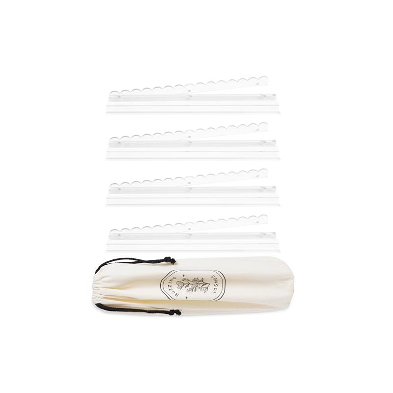 4-Pack Clear Scalloped All-in-One Acrylic Mahjong Racks with Magnetic Pushers