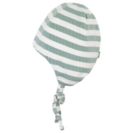Sterntaler GOTS Striped Baby Hat with Stripes – Children's Hat Boys Made of Single Jersey with Ear Flaps and Tie Band, Green