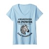Womens Awareness Is Power EDS Warrior Zebra Design Ehlers-Danlos V-Neck