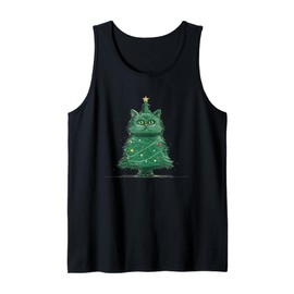 Merry Christmas with this funny Christmas Tree Cat Costume Tank Top