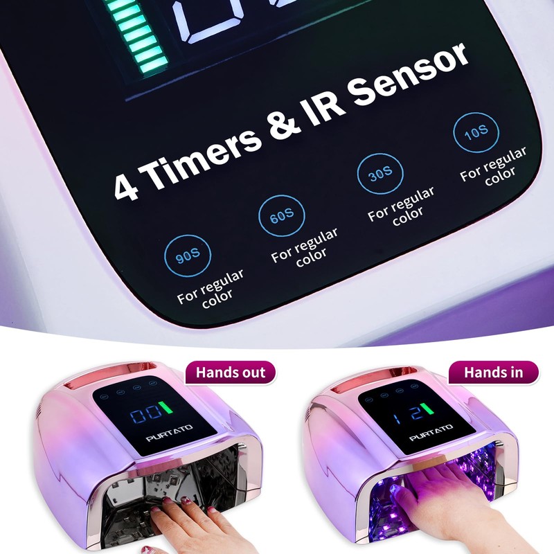 Purtato Professional Rechargeable 96W UV LED Portable Cordless UV Light