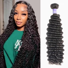 Extensiones de cabello humano con ondas profundas, 12A, cabello virgen brasileño, 100% sin procesar, 12 pulgadas, doble trama, tejido rizado profundo,