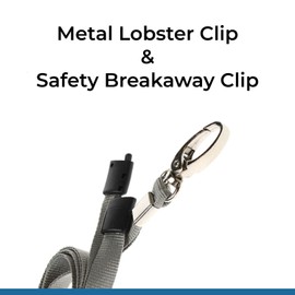 PCL Media ltd ID Lanyard and ID Card Holder Neck Strap with Metal Clip and Breakaway Safety Clip, Grey Lanyard for Neck with ID Card Holder