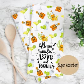 JXGZSO Tequila Kitchen Towel Tequila Lover Gift Drinker Hand Towel All You Need is Love Gift (CA Tequila Towel)