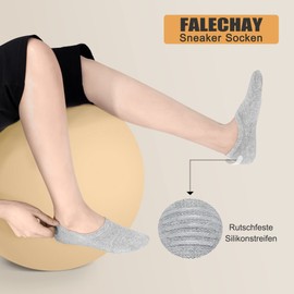 Falechay Trainer Socks, 8 Pairs, No Show Invisible Socks, Unisex, Black / White / Grey / Skin Colour, Sizes EU 35–38, 39–42, 43–46