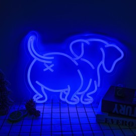 GTOTd Dachshund Dog Blue Funny Wall Art Lamp Led Neon Sign.Classroom Bedroom Kids Blue Room Decor Gifts Merch Party Supplies for Wall Decorative Acrylic USB Powered Night Light Living Room Shop Bar