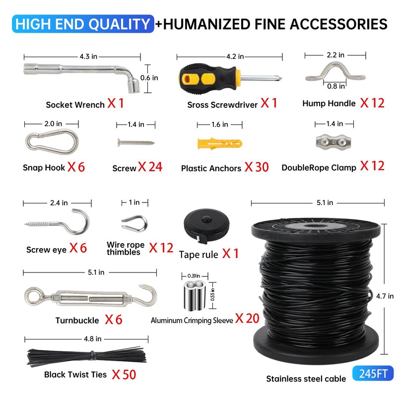 YingYa BIS 246FT Black Vinyl Coated 304 Stainless Steel Wire