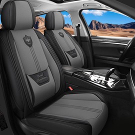 LINGVIDO Car Seat Covers for Front Seats (2 Seats) - Premium Perforated Nappa Leather,Waterproof Shield, Omni-Adapt Fit for SUVs Sedans, Ideal for Rideshare & Pets